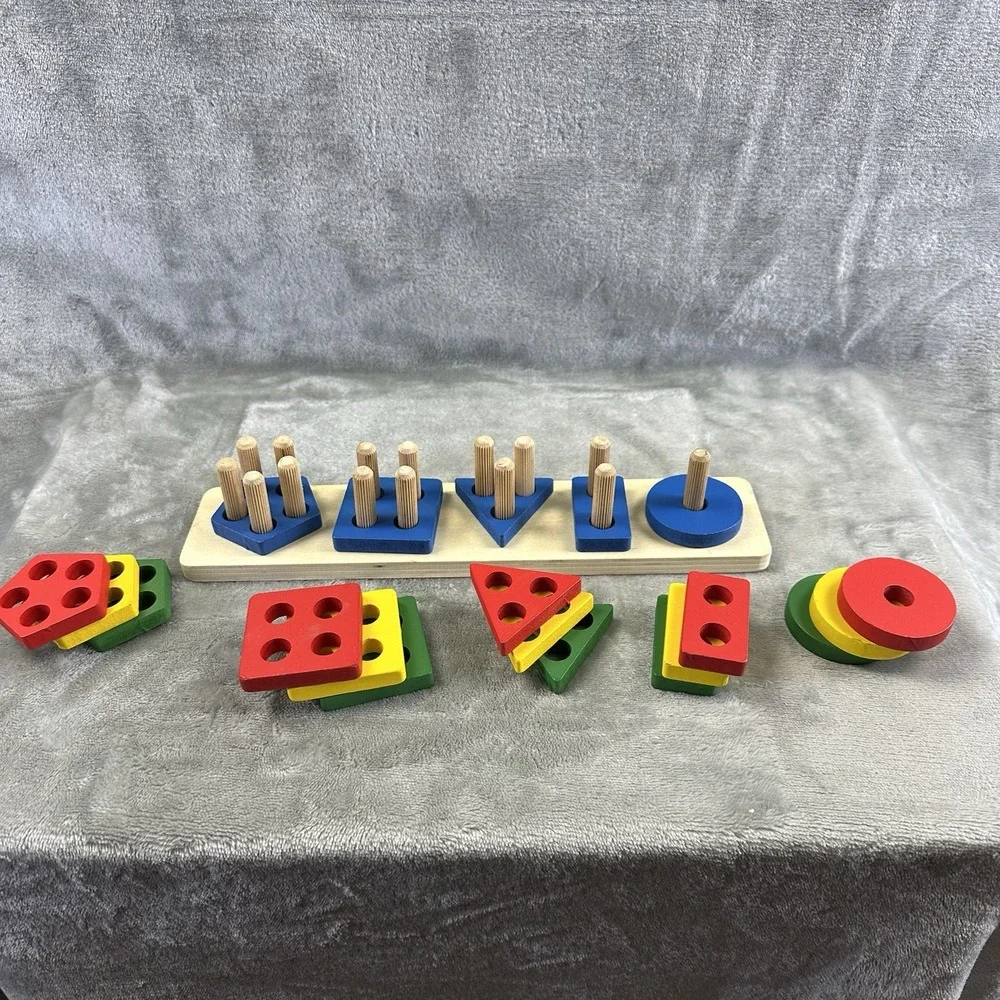 Wooden Geometric Stacker Learning Toy
